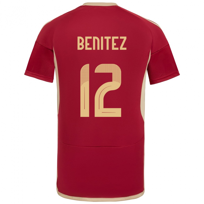 Hombre Camiseta Venezuela Frankarlos Benítez #12 Borgoña 1ª Equipación 24-26 La Camisa Argentina