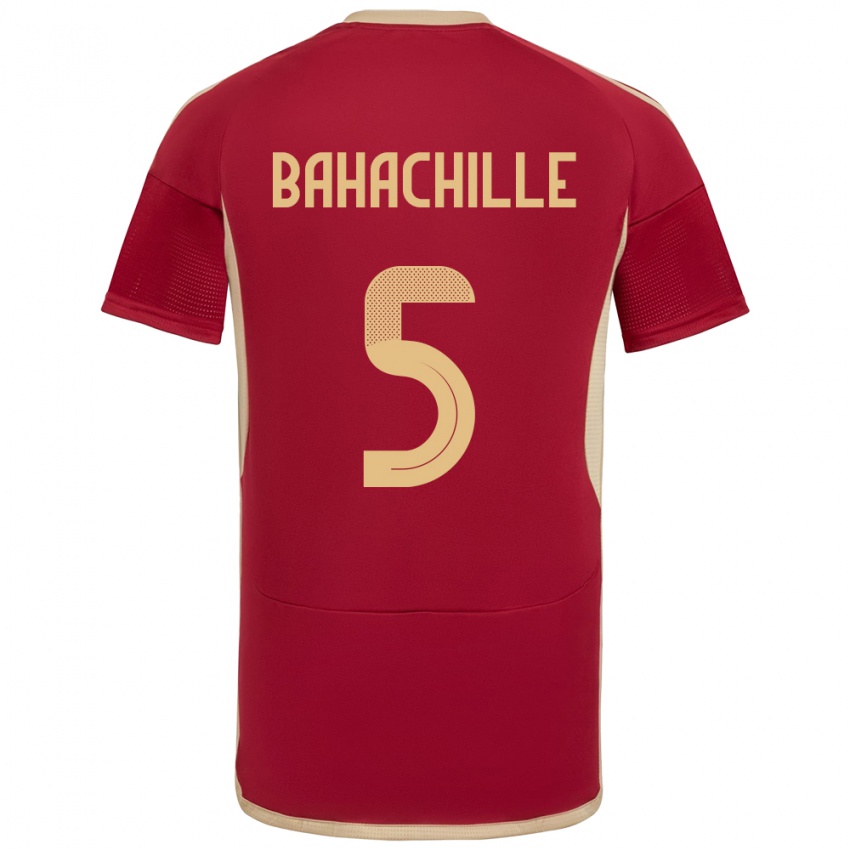 Hombre Camiseta Venezuela Abraham Bahachille #5 Borgoña 1ª Equipación 24-26 La Camisa Argentina