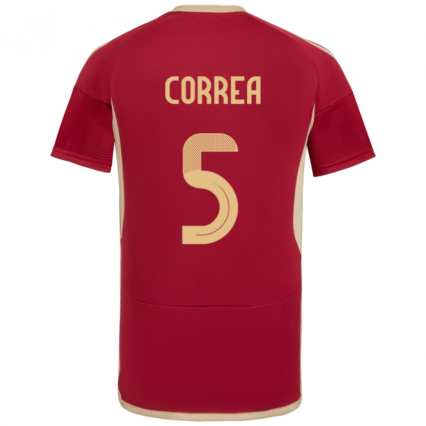 Hombre Camiseta Venezuela José Correa #5 Borgoña 1ª Equipación 24-26 La Camisa Argentina