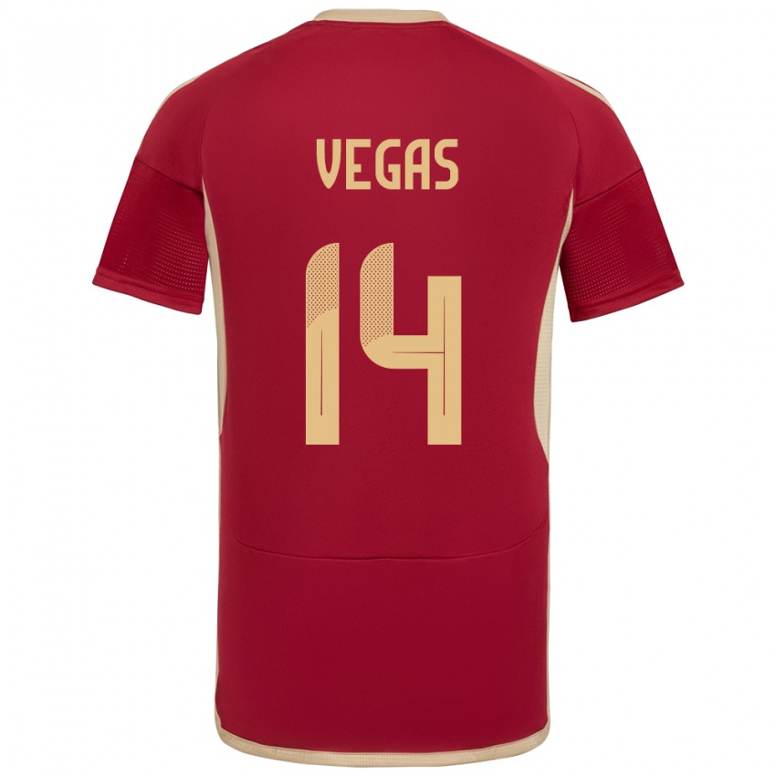 Hombre Camiseta Venezuela Miguel Vegas #14 Borgoña 1ª Equipación 24-26 La Camisa Argentina