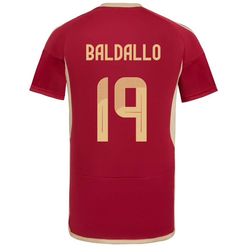 Hombre Camiseta Venezuela Micheel Baldallo #19 Borgoña 1ª Equipación 24-26 La Camisa Argentina