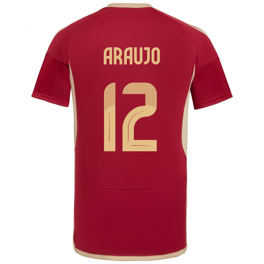 Hombre Camiseta Venezuela Sabrina Araujo #12 Borgoña 1ª Equipación 24-26 La Camisa Argentina