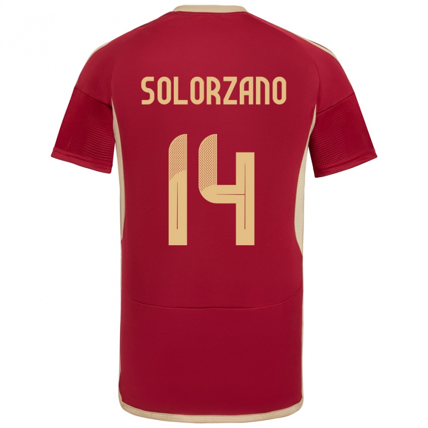 Hombre Camiseta Venezuela Fabiola Solórzano #14 Borgoña 1ª Equipación 24-26 La Camisa Argentina