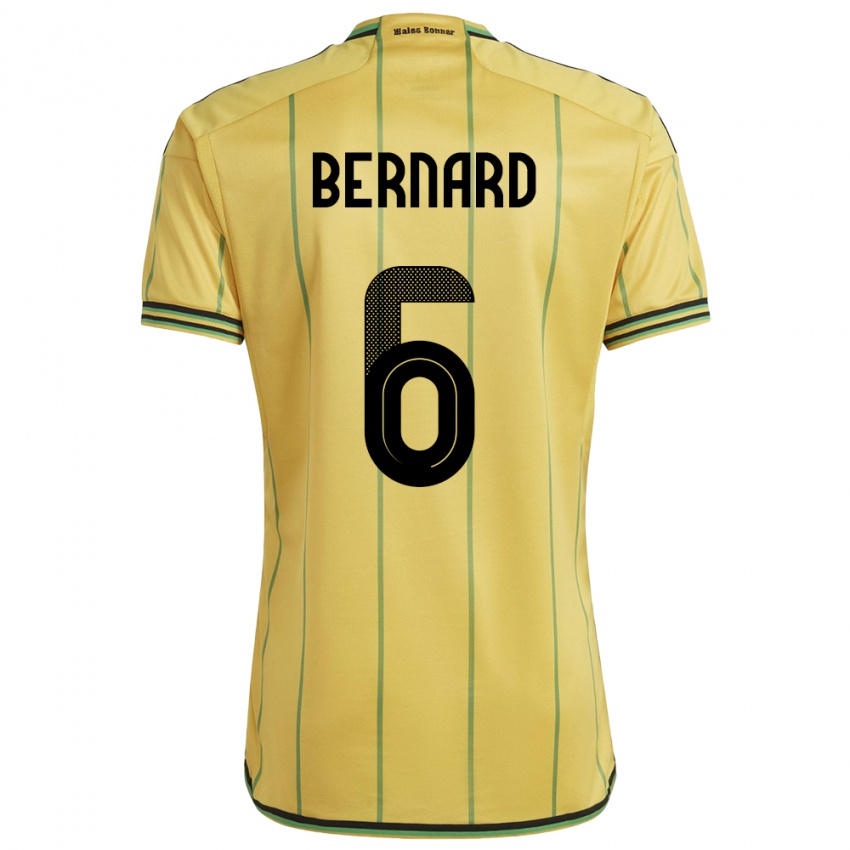 Hombre Camiseta Jamaica Di'shon Bernard #6 Amarillo 1ª Equipación 24-26 La Camisa Argentina