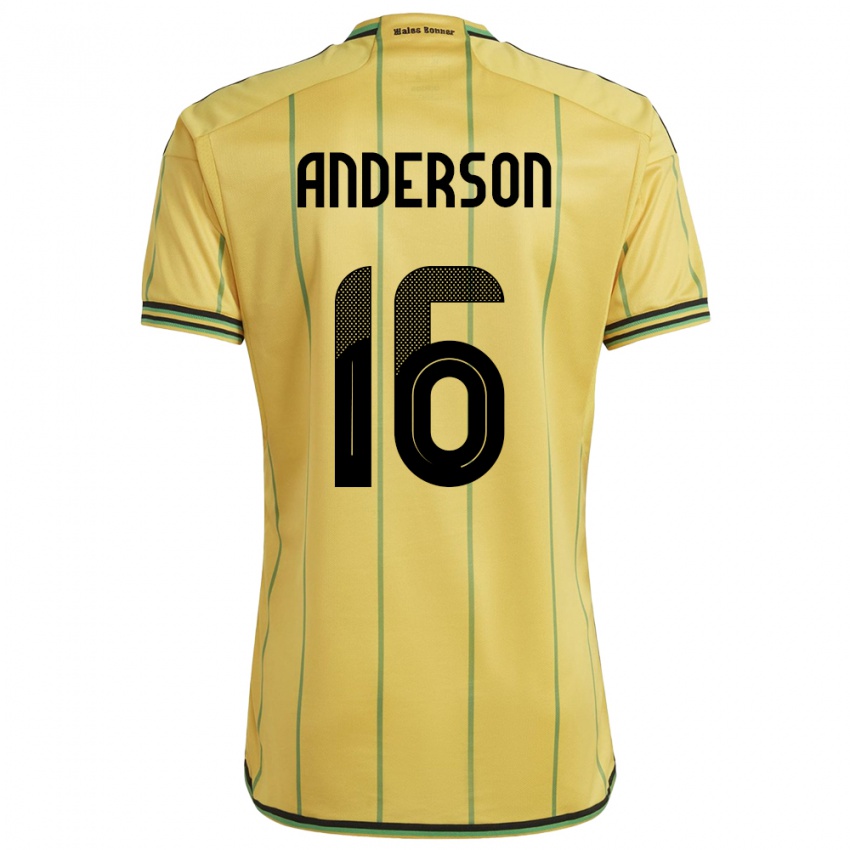 Hombre Camiseta Jamaica Karoy Anderson #16 Amarillo 1ª Equipación 24-26 La Camisa Argentina