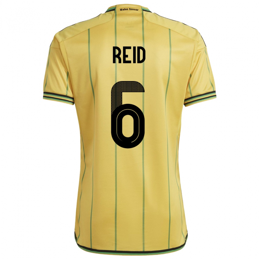 Hombre Camiseta Jamaica Lauren Reid #6 Amarillo 1ª Equipación 24-26 La Camisa Argentina