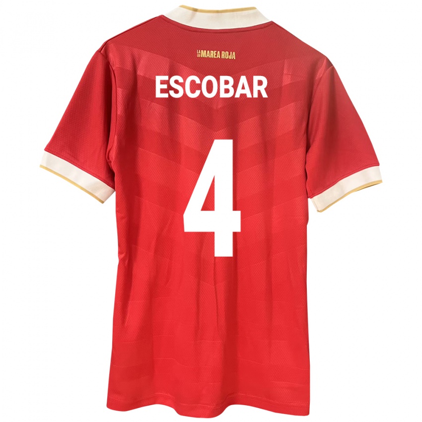 Hombre Camiseta Panamá Fidel Escobar #4 Rojo 1ª Equipación 24-26 La Camisa Argentina