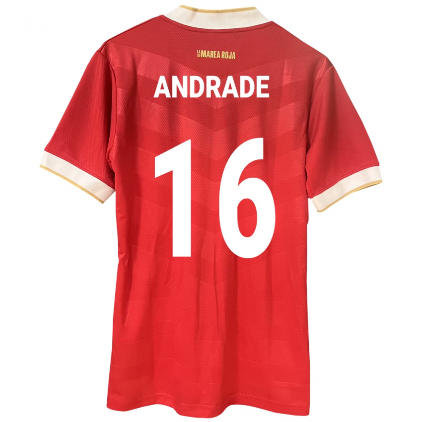 Hombre Camiseta Panamá Andrés Andrade #16 Rojo 1ª Equipación 24-26 La Camisa Argentina