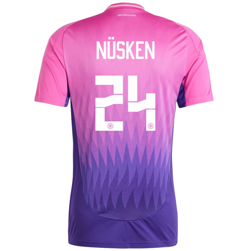 Hombre Camiseta Alemania Sjoeke Nusken #24 Rosado Morado 2ª Equipación 24-26 La Camisa Argentina