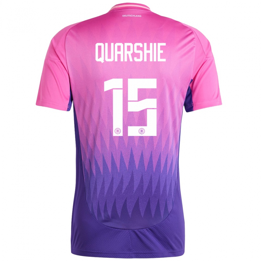 Hombre Camiseta Alemania Joshua Quarshie #15 Rosado Morado 2ª Equipación 24-26 La Camisa Argentina