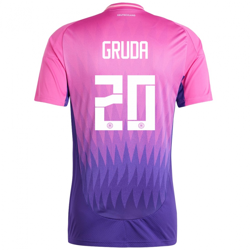 Hombre Camiseta Alemania Brajan Gruda #20 Rosado Morado 2ª Equipación 24-26 La Camisa Argentina