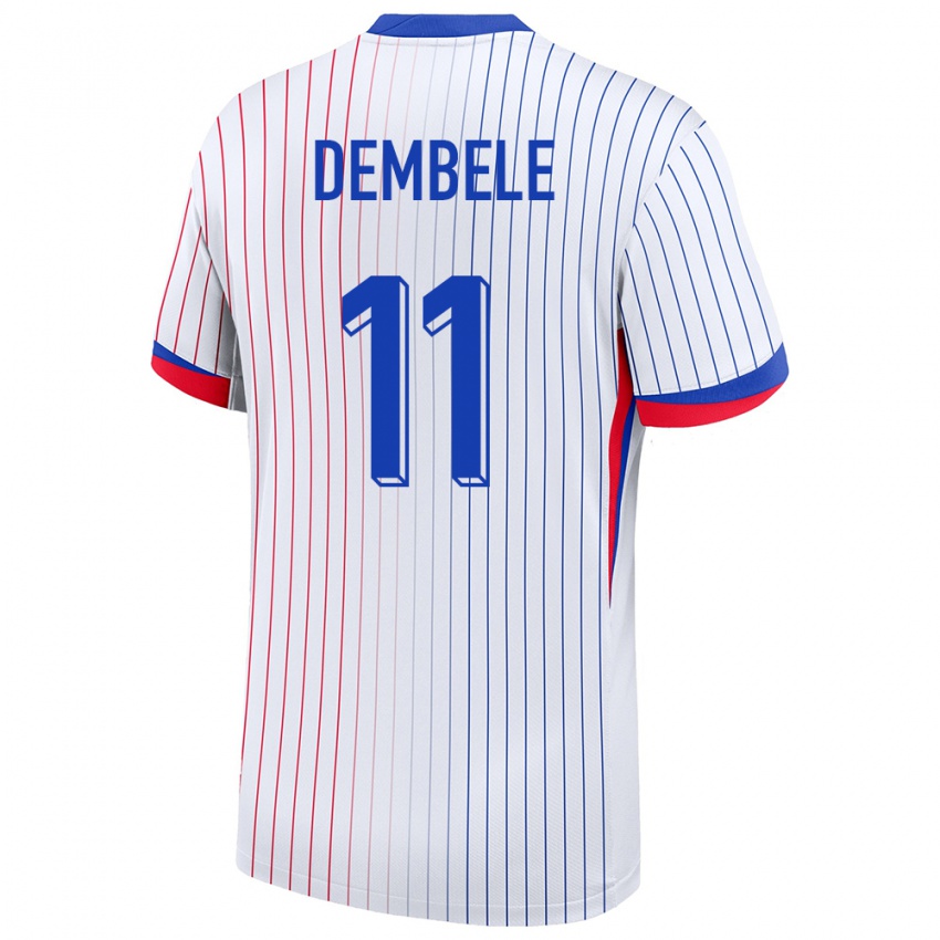 Hombre Camiseta Francia Ousmane Dembele #11 Blanco 2ª Equipación 24-26 La Camisa Argentina