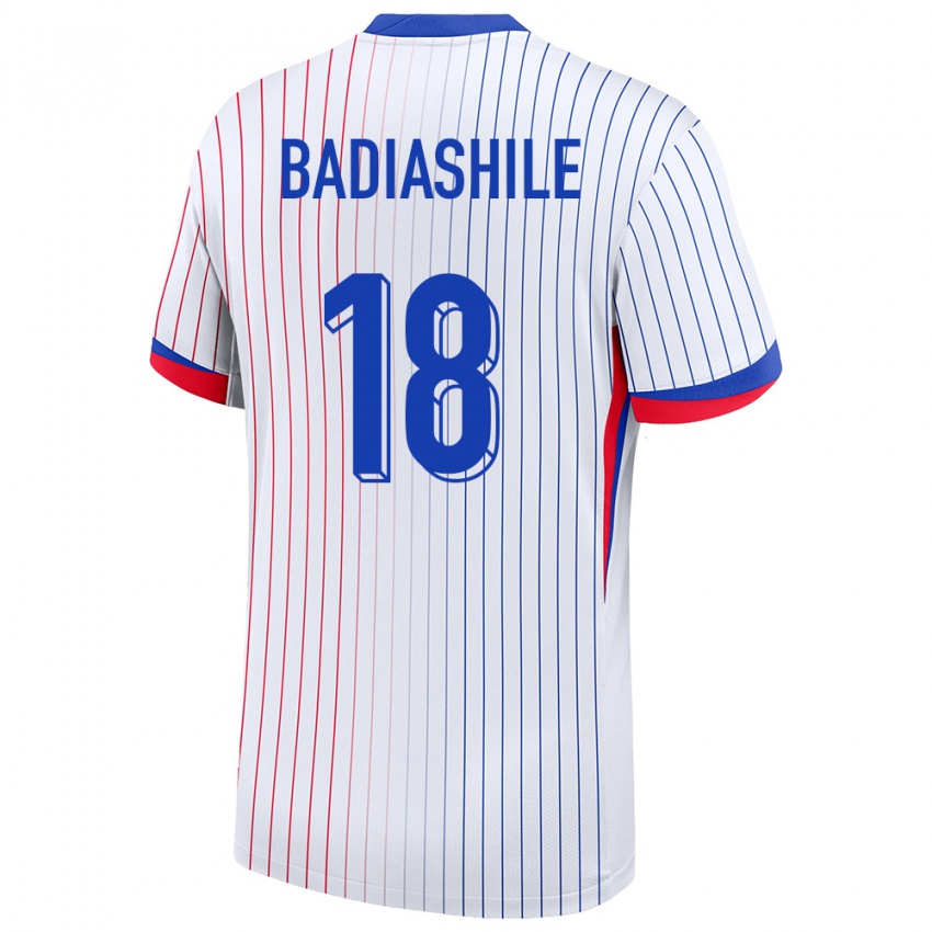 Hombre Camiseta Francia Benoit Badiashile #18 Blanco 2ª Equipación 24-26 La Camisa Argentina