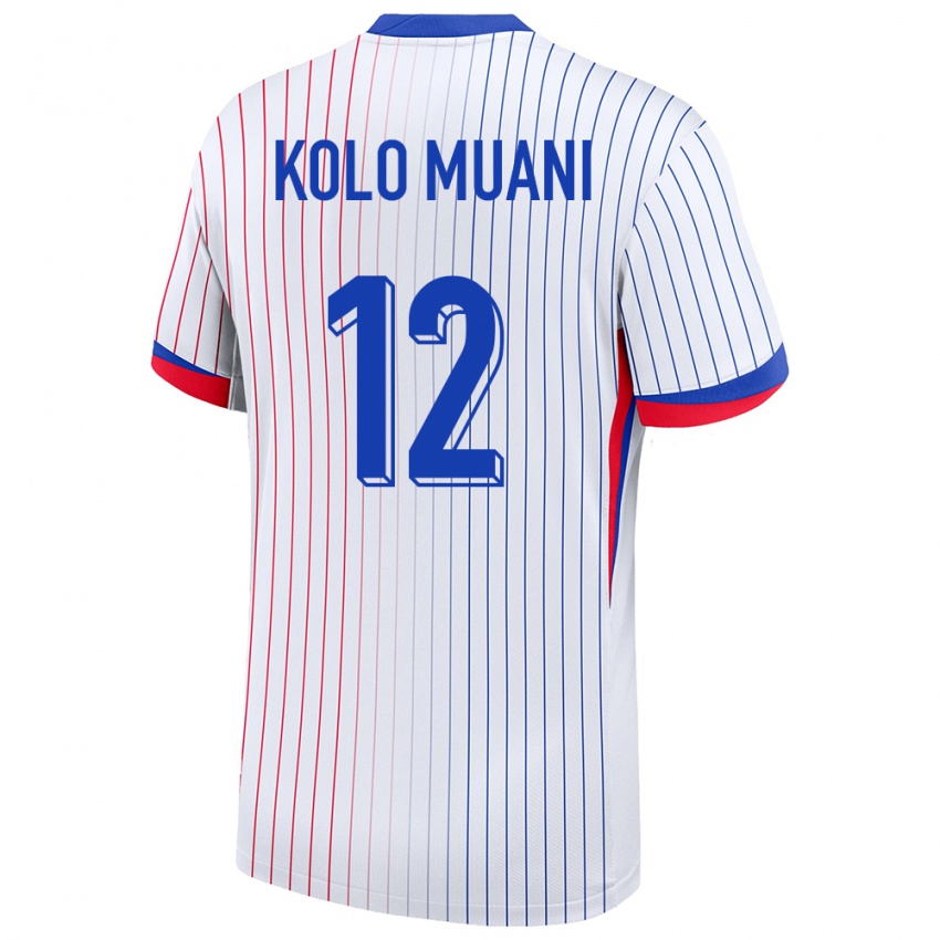 Hombre Camiseta Francia Randal Kolo Muani #12 Blanco 2ª Equipación 24-26 La Camisa Argentina