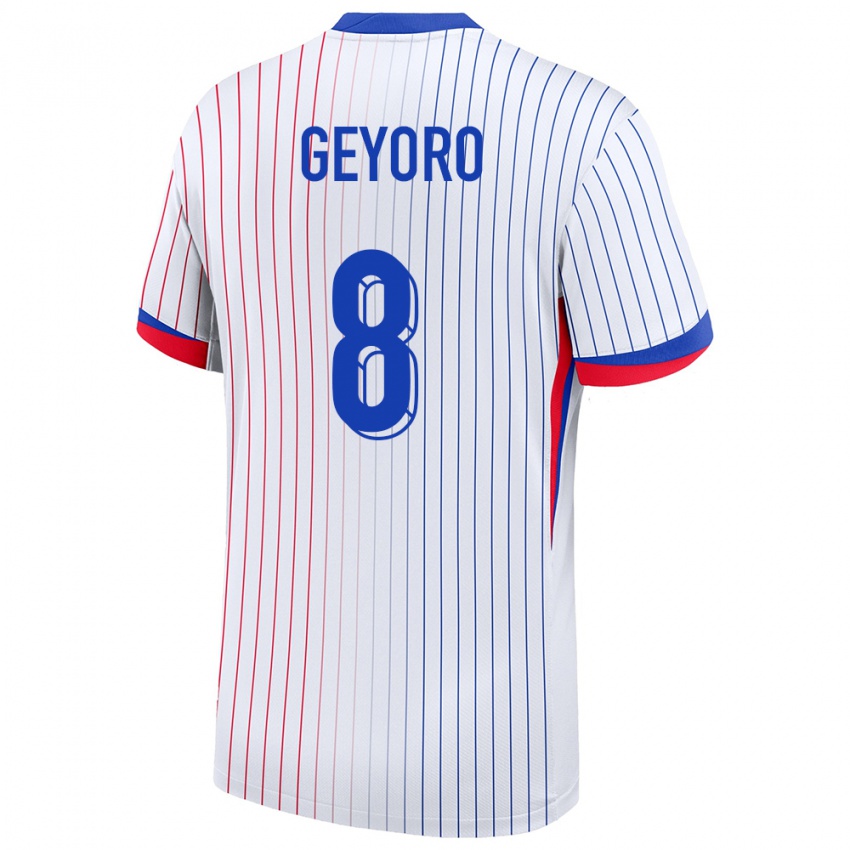 Hombre Camiseta Francia Grace Geyoro #8 Blanco 2ª Equipación 24-26 La Camisa Argentina