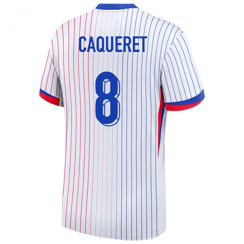 Hombre Camiseta Francia Maxence Caqueret #8 Blanco 2ª Equipación 24-26 La Camisa Argentina