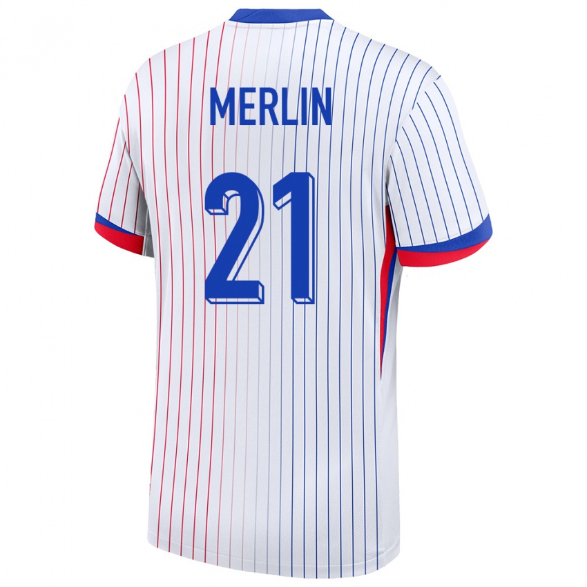 Hombre Camiseta Francia Quentin Merlin #21 Blanco 2ª Equipación 24-26 La Camisa Argentina