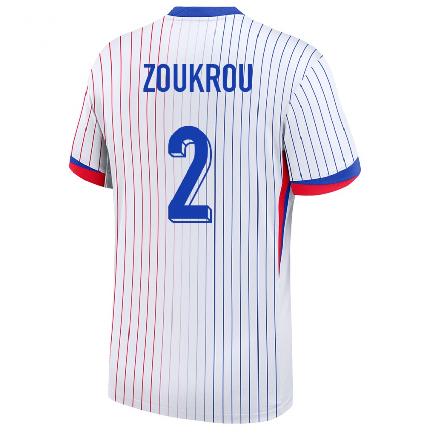 Hombre Camiseta Francia Tanguy Zoukrou #2 Blanco 2ª Equipación 24-26 La Camisa Argentina