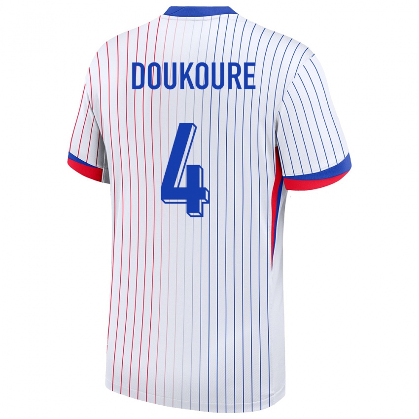 Hombre Camiseta Francia Ismael Doukoure #4 Blanco 2ª Equipación 24-26 La Camisa Argentina