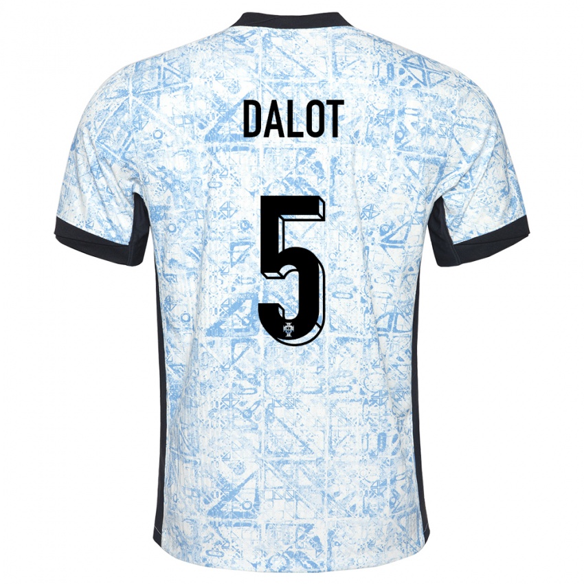 Hombre Camiseta Portugal Diogo Dalot #5 Crema Azul 2ª Equipación 24-26 La Camisa Argentina