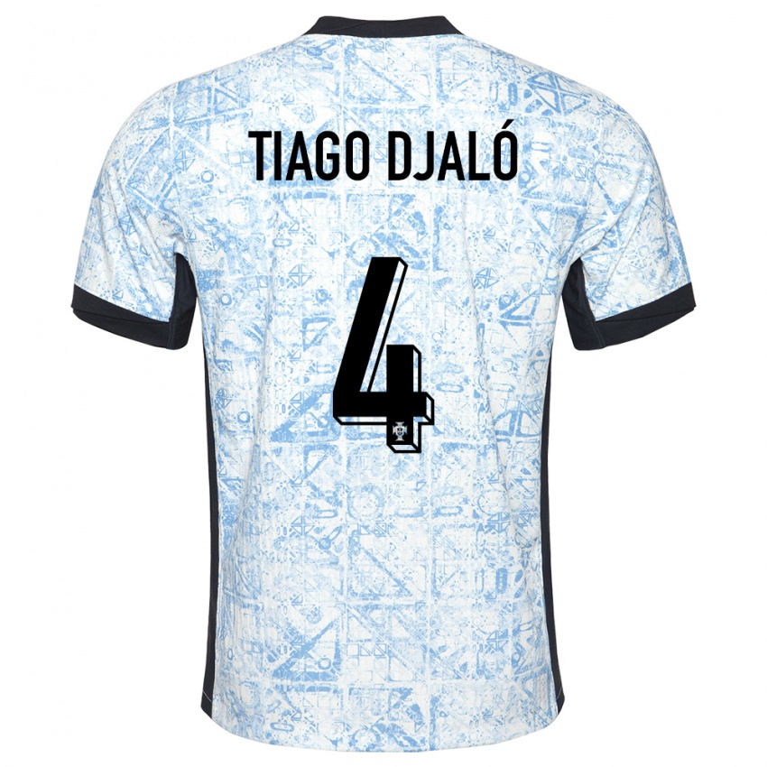 Hombre Camiseta Portugal Tiago Djalo #4 Crema Azul 2ª Equipación 24-26 La Camisa Argentina