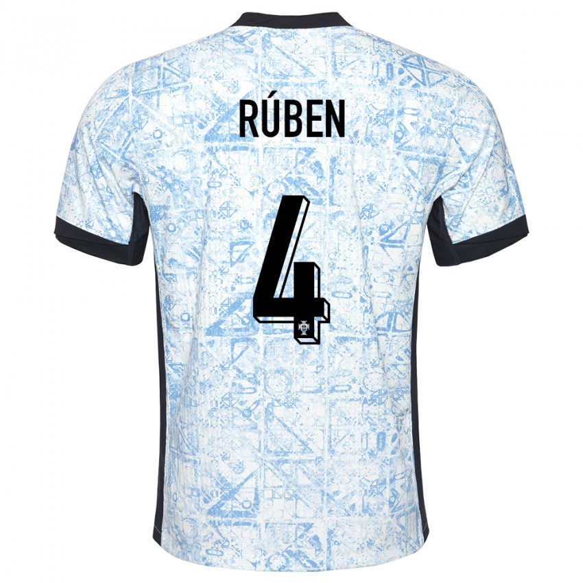 Hombre Camiseta Portugal Ruben Dias #4 Crema Azul 2ª Equipación 24-26 La Camisa Argentina