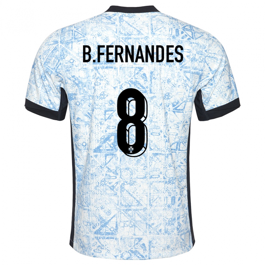 Hombre Camiseta Portugal Bruno Fernandes #8 Crema Azul 2ª Equipación 24-26 La Camisa Argentina