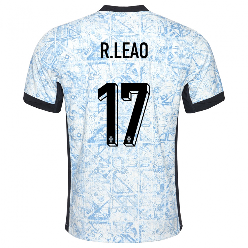 Hombre Camiseta Portugal Rafael Leao #17 Crema Azul 2ª Equipación 24-26 La Camisa Argentina