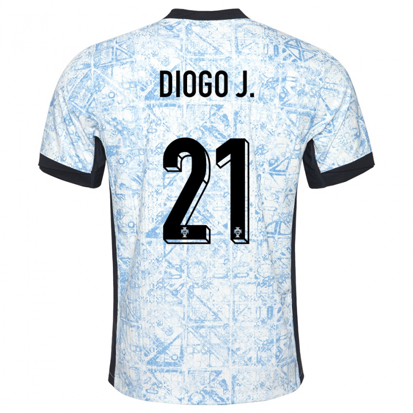 Hombre Camiseta Portugal Diogo Jota #21 Crema Azul 2ª Equipación 24-26 La Camisa Argentina