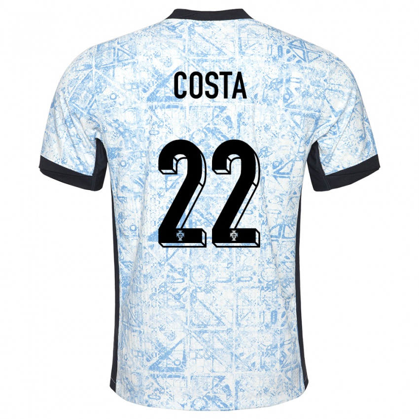 Hombre Camiseta Portugal Diogo Costa #22 Crema Azul 2ª Equipación 24-26 La Camisa Argentina