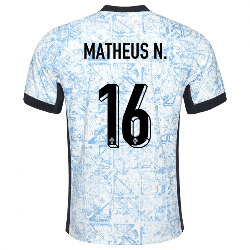 Hombre Camiseta Portugal Matheus Nunes #16 Crema Azul 2ª Equipación 24-26 La Camisa Argentina