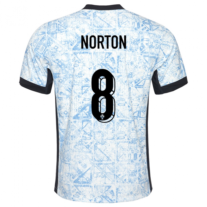 Hombre Camiseta Portugal Andreia Norton #8 Crema Azul 2ª Equipación 24-26 La Camisa Argentina