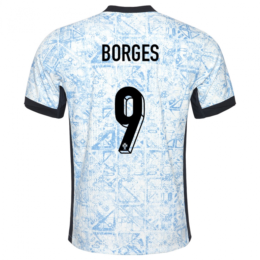 Hombre Camiseta Portugal Ana Borges #9 Crema Azul 2ª Equipación 24-26 La Camisa Argentina