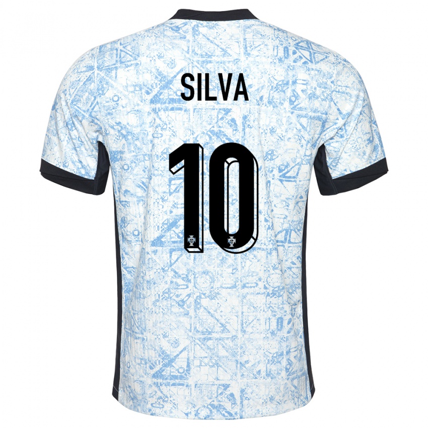 Hombre Camiseta Portugal Jessica Silva #10 Crema Azul 2ª Equipación 24-26 La Camisa Argentina