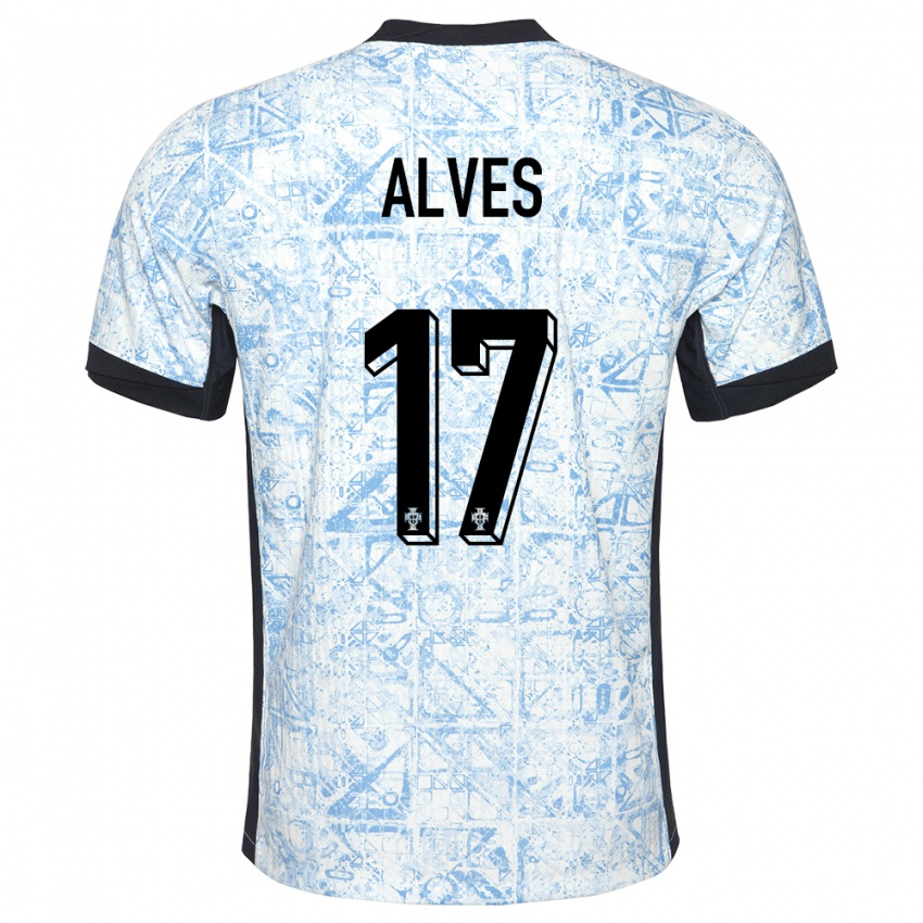 Hombre Camiseta Portugal Lucia Alves #17 Crema Azul 2ª Equipación 24-26 La Camisa Argentina