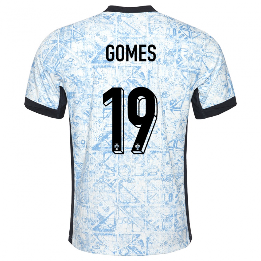 Hombre Camiseta Portugal Diana Gomes #19 Crema Azul 2ª Equipación 24-26 La Camisa Argentina