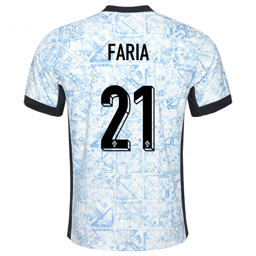 Hombre Camiseta Portugal Andreia Faria #21 Crema Azul 2ª Equipación 24-26 La Camisa Argentina