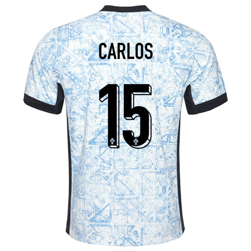 Hombre Camiseta Portugal Ze Carlos #15 Crema Azul 2ª Equipación 24-26 La Camisa Argentina