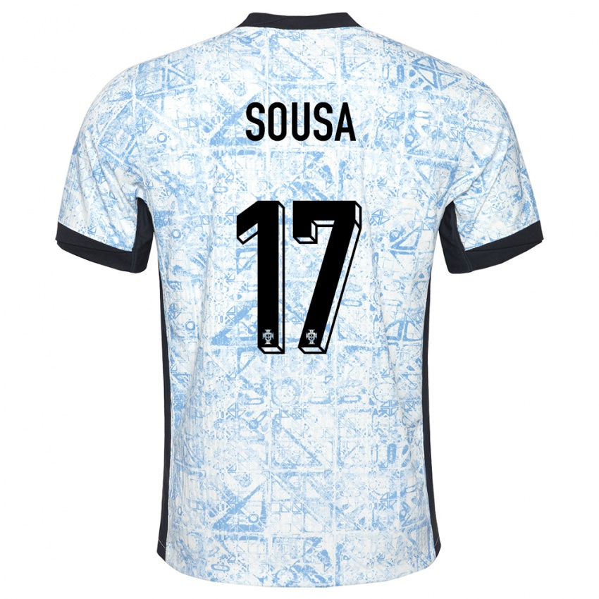 Hombre Camiseta Portugal Vasco Sousa #17 Crema Azul 2ª Equipación 24-26 La Camisa Argentina