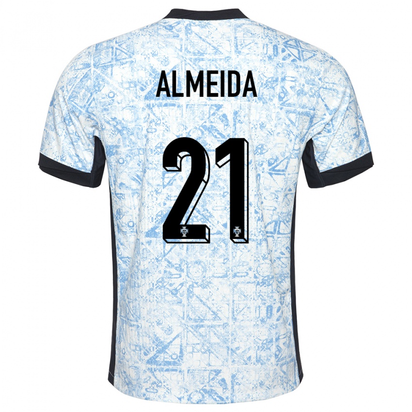 Hombre Camiseta Portugal Andre Almeida #21 Crema Azul 2ª Equipación 24-26 La Camisa Argentina