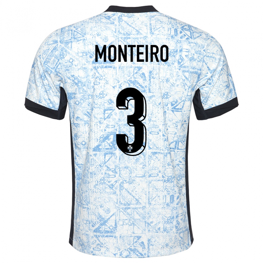 Hombre Camiseta Portugal Diogo Monteiro #3 Crema Azul 2ª Equipación 24-26 La Camisa Argentina