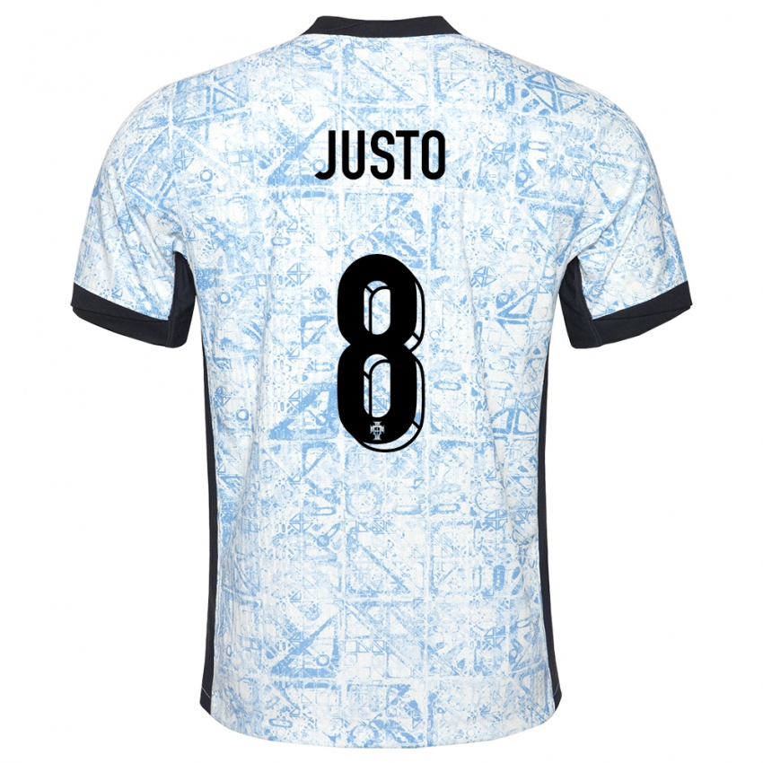 Hombre Camiseta Portugal Samuel Justo #8 Crema Azul 2ª Equipación 24-26 La Camisa Argentina