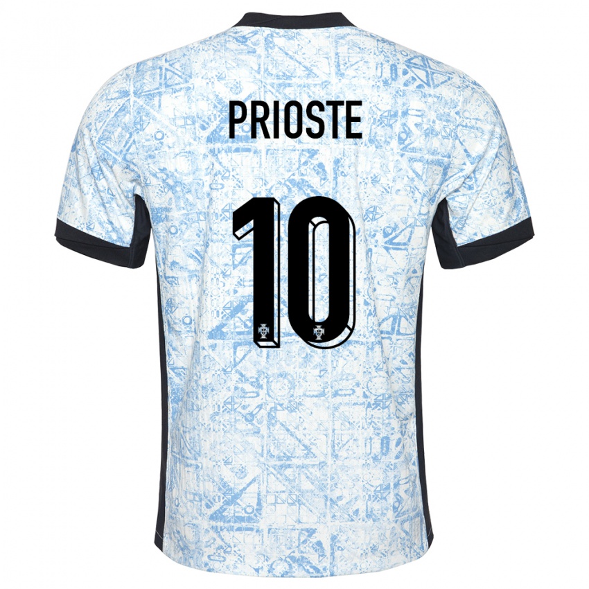 Hombre Camiseta Portugal Diogo Prioste #10 Crema Azul 2ª Equipación 24-26 La Camisa Argentina