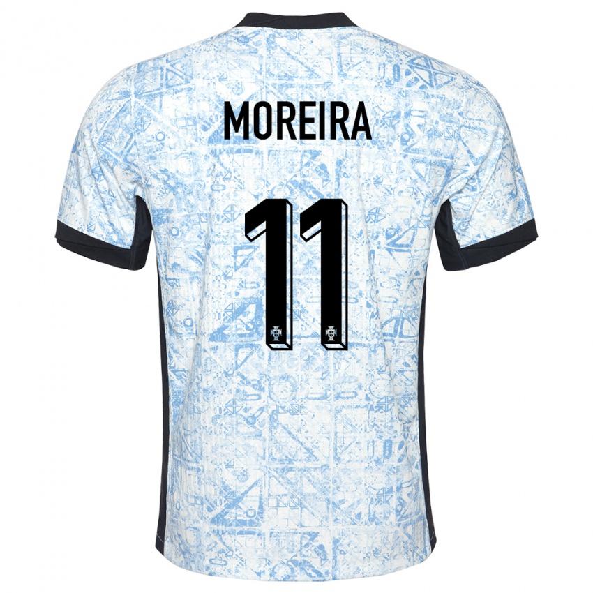 Hombre Camiseta Portugal Diego Moreira #11 Crema Azul 2ª Equipación 24-26 La Camisa Argentina