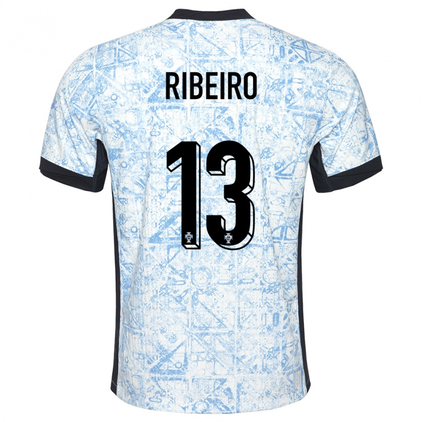 Hombre Camiseta Portugal Antonio Ribeiro #13 Crema Azul 2ª Equipación 24-26 La Camisa Argentina