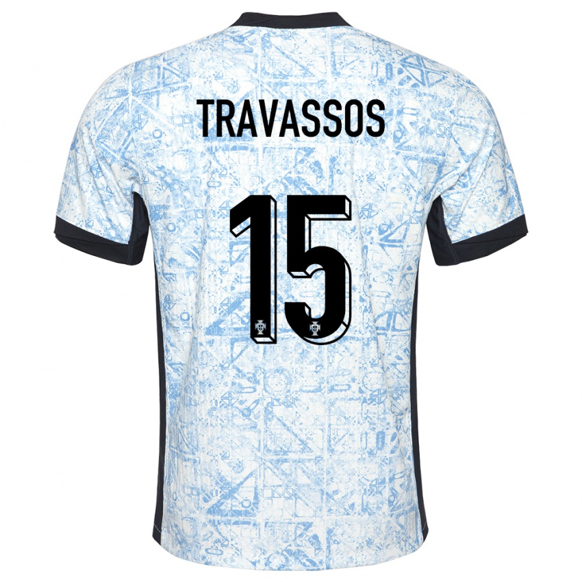 Hombre Camiseta Portugal Diogo Travassos #15 Crema Azul 2ª Equipación 24-26 La Camisa Argentina