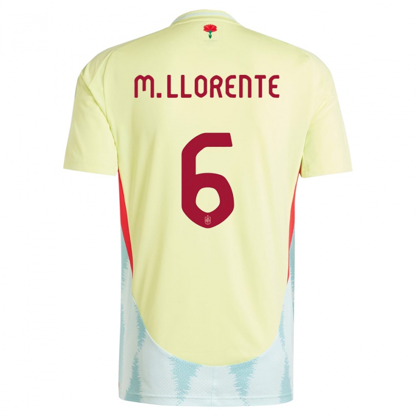 Hombre Camiseta España Marcos Llorente #6 Amarillo 2ª Equipación 24-26 La Camisa Argentina