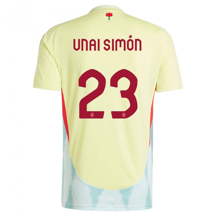 Hombre Camiseta España Unai Simon #23 Amarillo 2ª Equipación 24-26 La Camisa Argentina