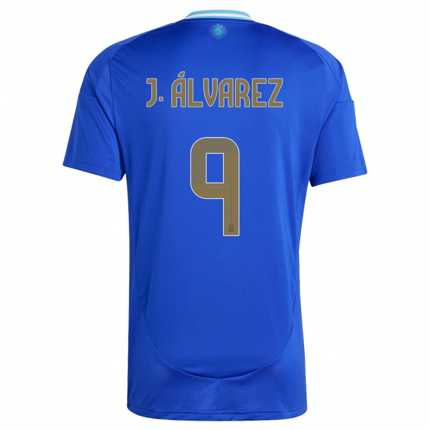 Hombre Camiseta Argentina Julian Alvarez #9 Azul 2ª Equipación 24-26 La Camisa Argentina
