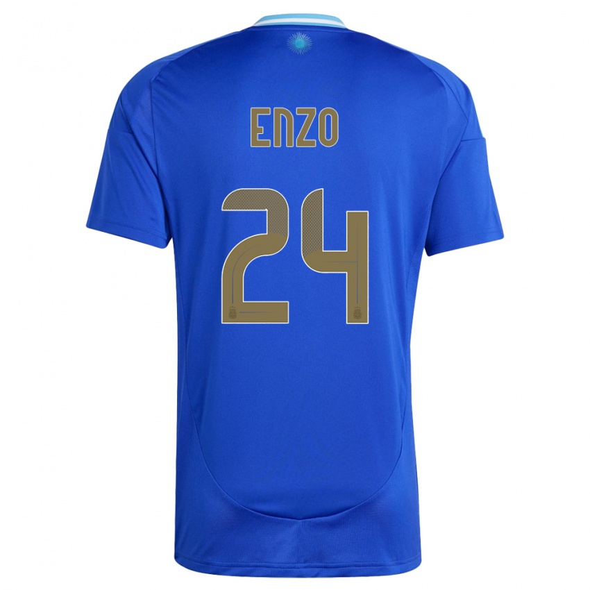 Hombre Camiseta Argentina Enzo Fernandez #24 Azul 2ª Equipación 24-26 La Camisa Argentina